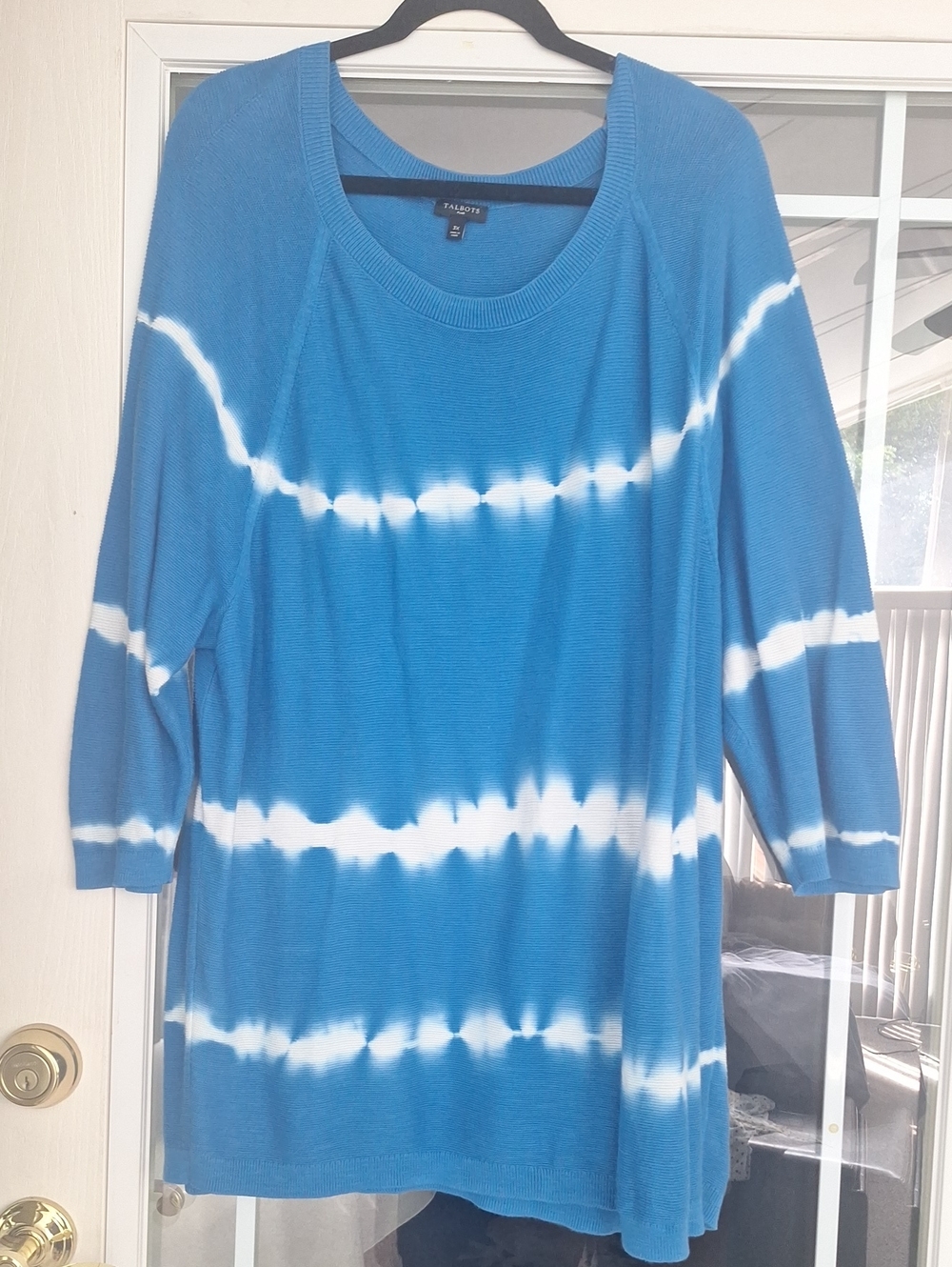 Talbots Blue and White Tie-Dye Scoop Neck Tunic